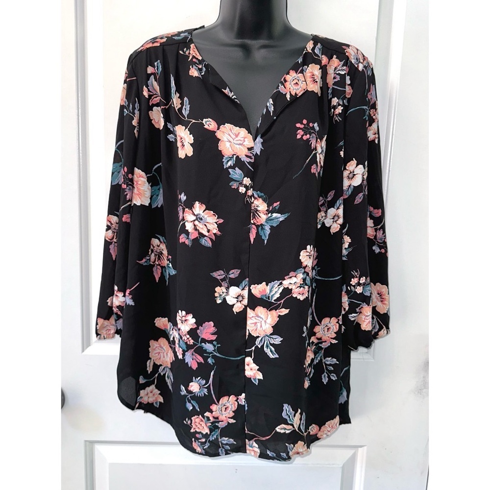 Pleione black floral blouse